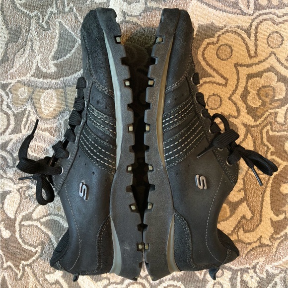 Skechers Vintage Y2K Black Leather Lace-Up Shoes Grand Jams Box Toe - Picture 5 of 12